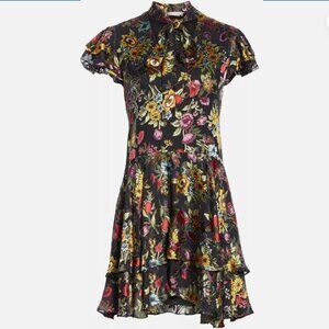 Alice + Olivia Moore Neck Tie Floral Silk Dress 6 Great Spring Easter Dress!